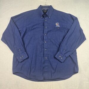 Antigua Mens KU Jayhawks Logo Blue White Plaid Button Down Shirt Size‎ Large